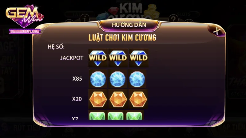 Nổ hũ kim cương: Jackpot Khổng Lồ Chỉ Có Tại Gemwin 4 Luật chơi nổ hũ kim cương có tại Gemwin rõ ràng và rất dễ hiểu