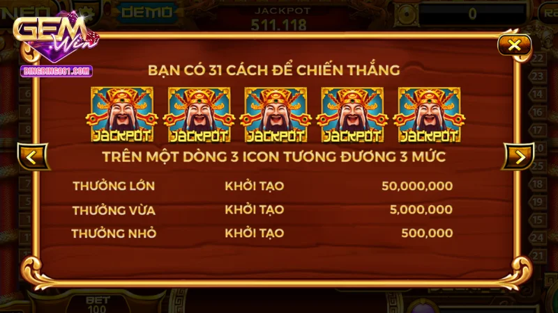 Nổ hũ thần tài - Cơ hội trúng Jackpot, làm giàu phút chốc 4 Gemwin luôn có tỷ lệ trả thưởng cao và công bằng cho mọi bet thủ
